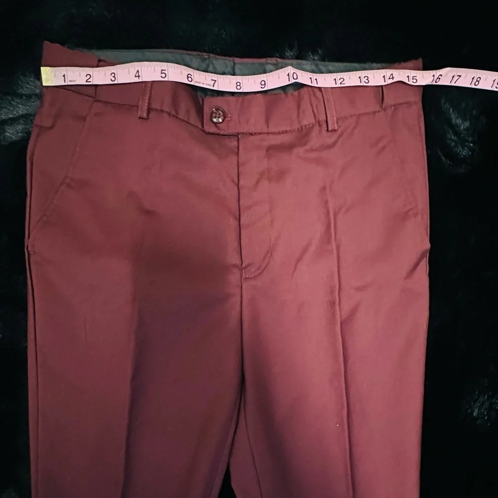 Perry Ellis Boys Burgundy 3-Piece Suit Size 20 Blazer Vest Pants Formal Wedding